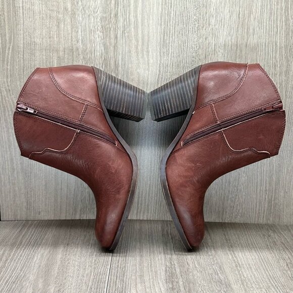 Lucky Brand Boots Womens 10M/40 Eller Western Stacked Heel Side Zip Ankle Brown - Picture 8 of 12